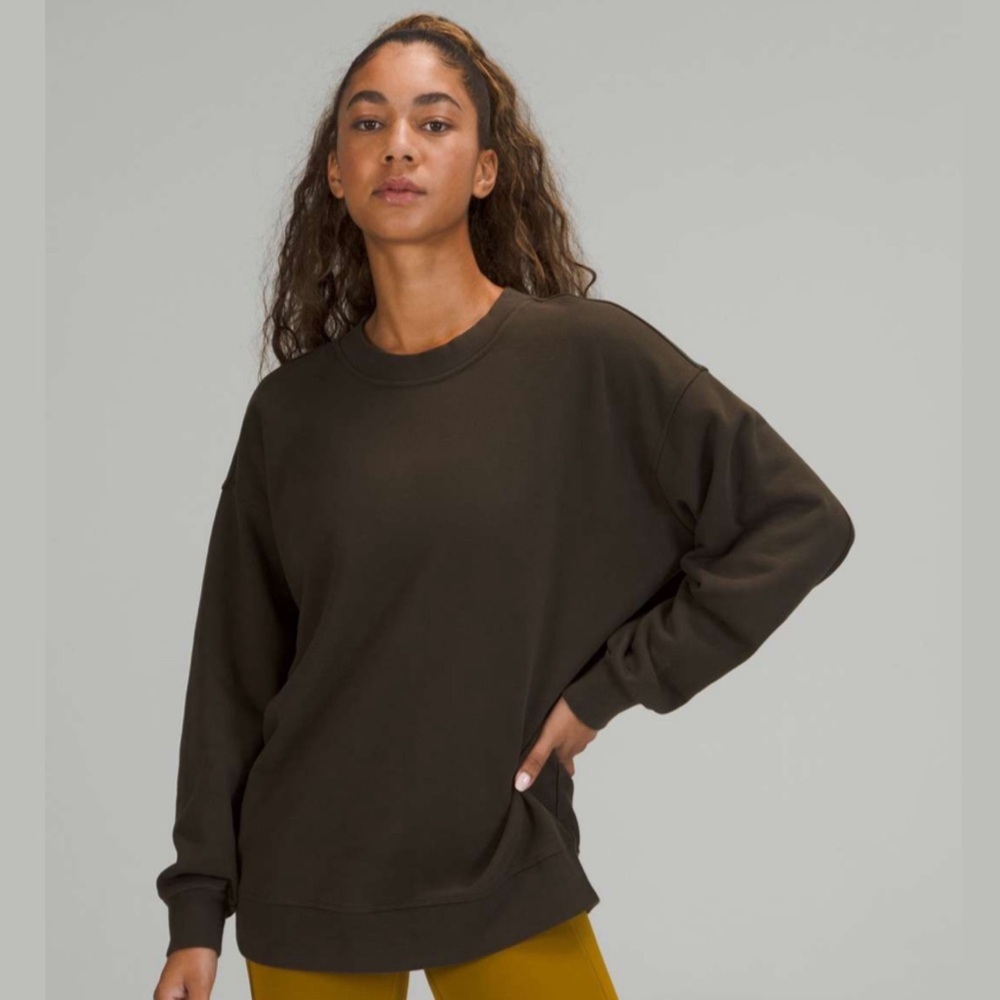 Lululemon Perfectly Oversized Crew Sweatshirt Dark Olive Green Size 12